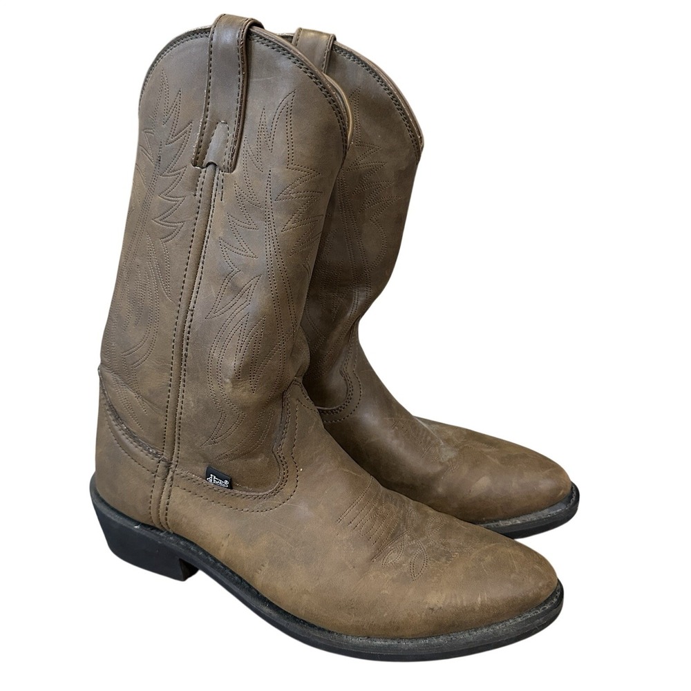 Justin Boots JB1100 Leather Western Cowboy Boots Men's 10.5D Brown Western Rodeo